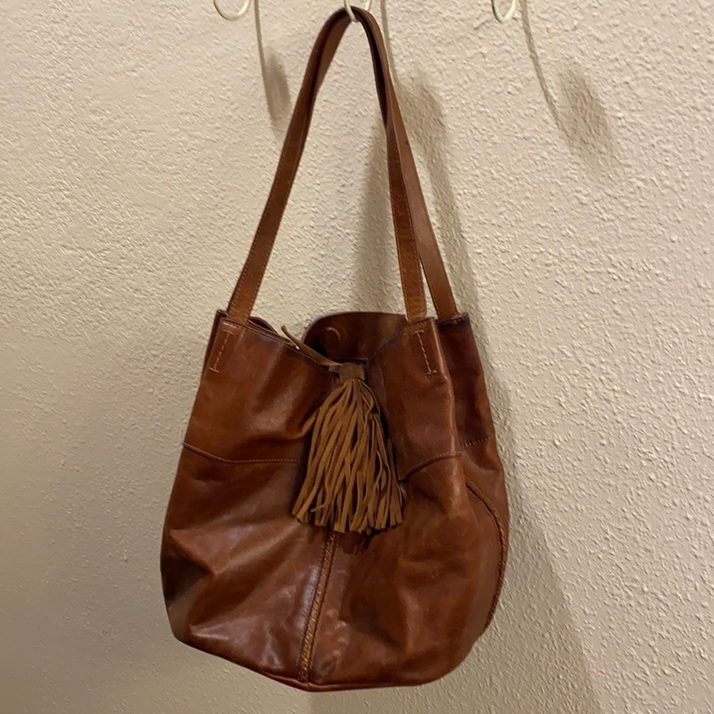 Lucky Bag, brown leather with detached tassel